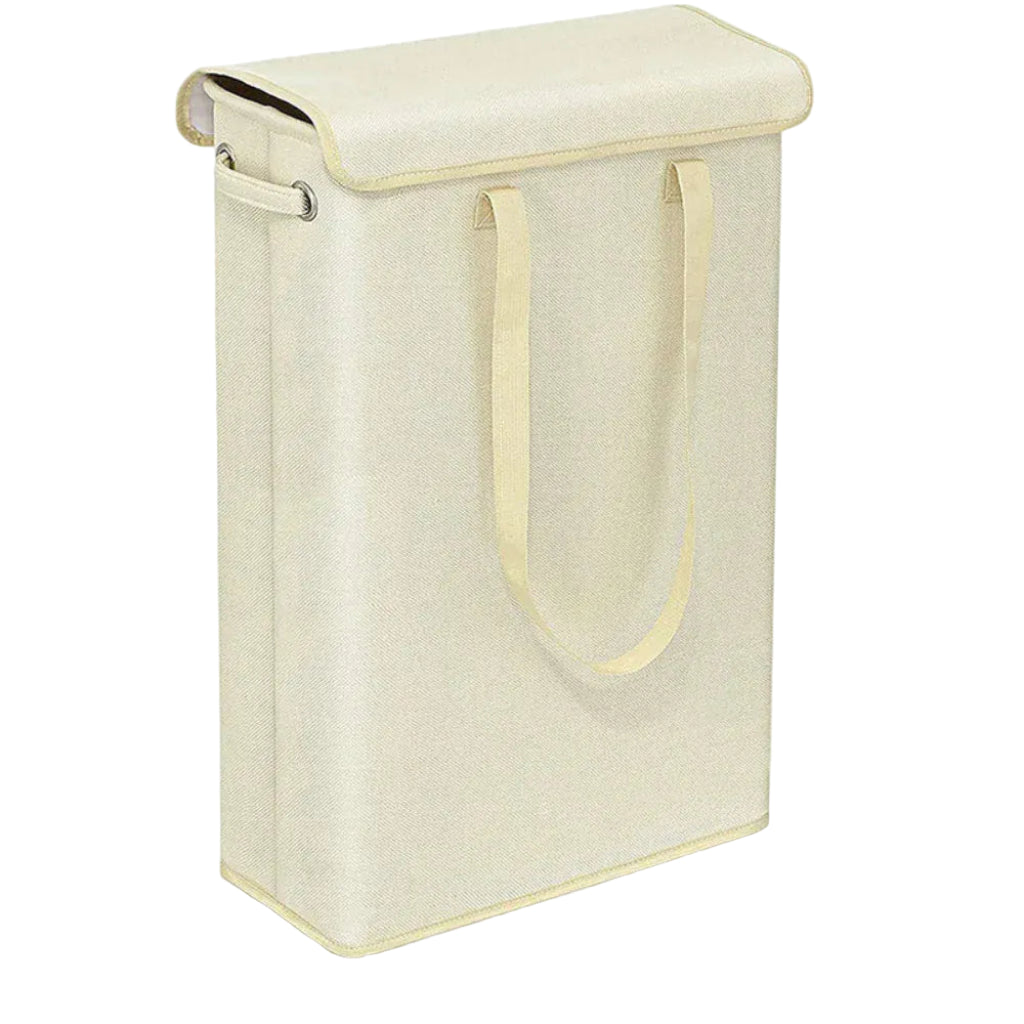 Panier à Linge 45L Grande Capacité - Pliable avec Couvercle Détachable et Doublure Imperméable Beige