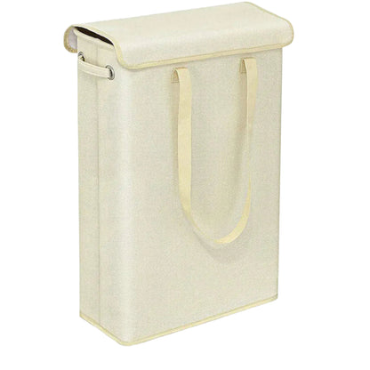 Panier à Linge 45L Grande Capacité - Pliable avec Couvercle Détachable et Doublure Imperméable Beige