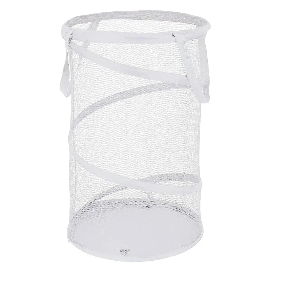 Panier à Linge Pliable Grande Capacité - Structure Mesh Respirante avec Poignées Renforcées Blanc