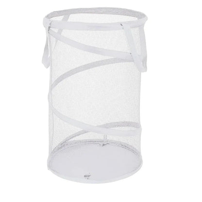 Panier à Linge Pliable Grande Capacité - Structure Mesh Respirante avec Poignées Renforcées Blanc
