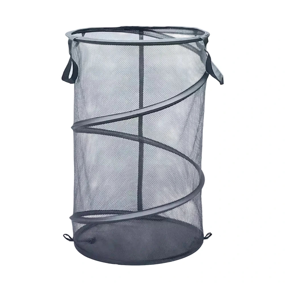Panier à Linge Pliable Grande Capacité - Structure Mesh Respirante avec Poignées Renforcées Gris