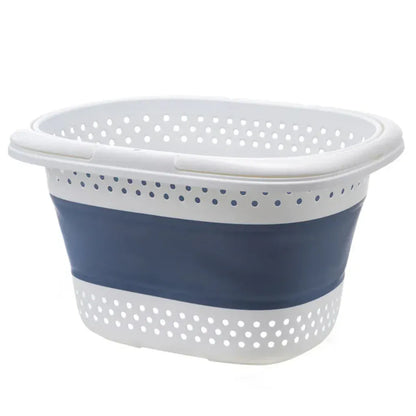 Panier à Linge Pliable en Plastique Bleu – Grande Capacité, Gain de Place et Modulable