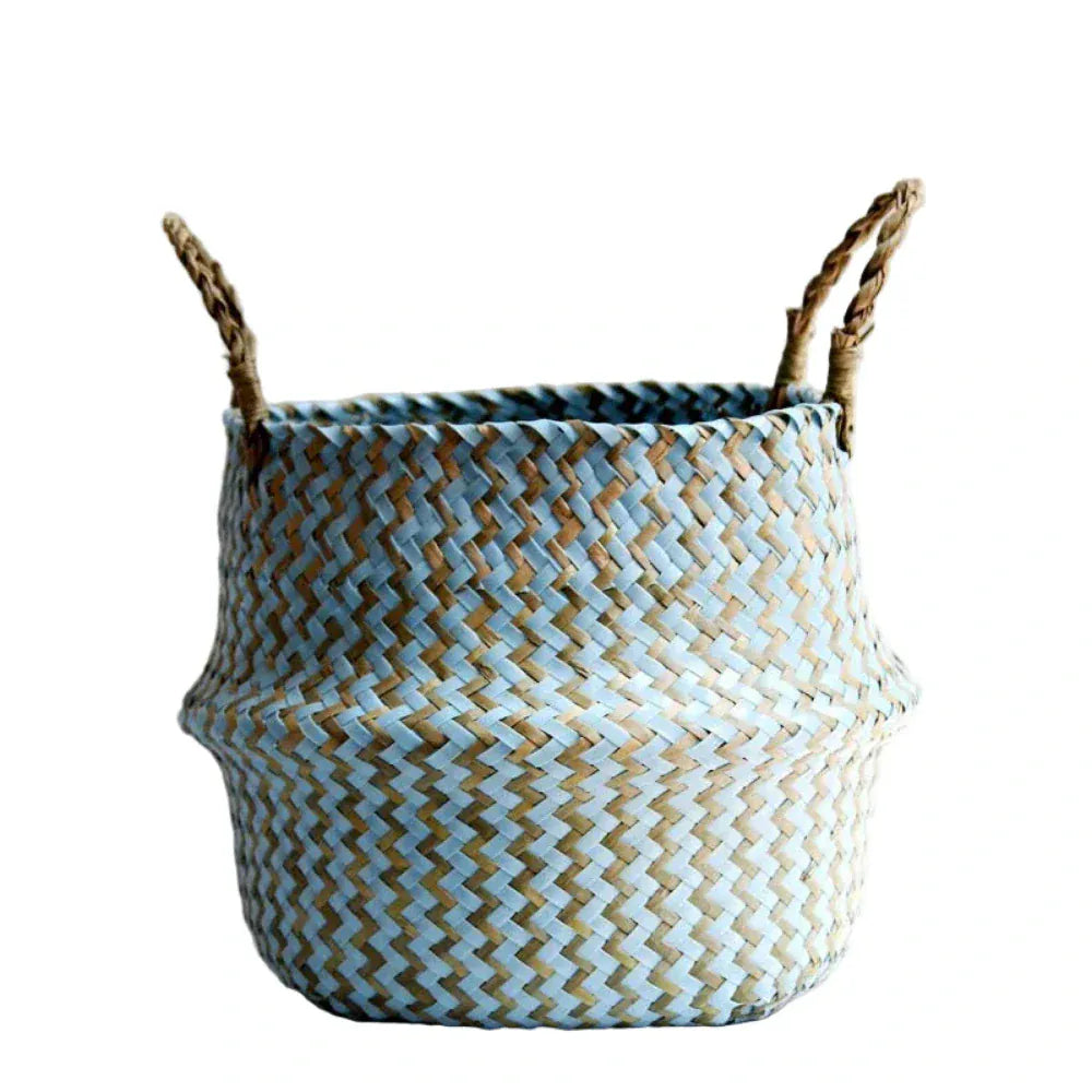 Panier_de_Rangement_Boho_Ray_en_Osier_Tress_Pliable_Bleu_et_Marron 1