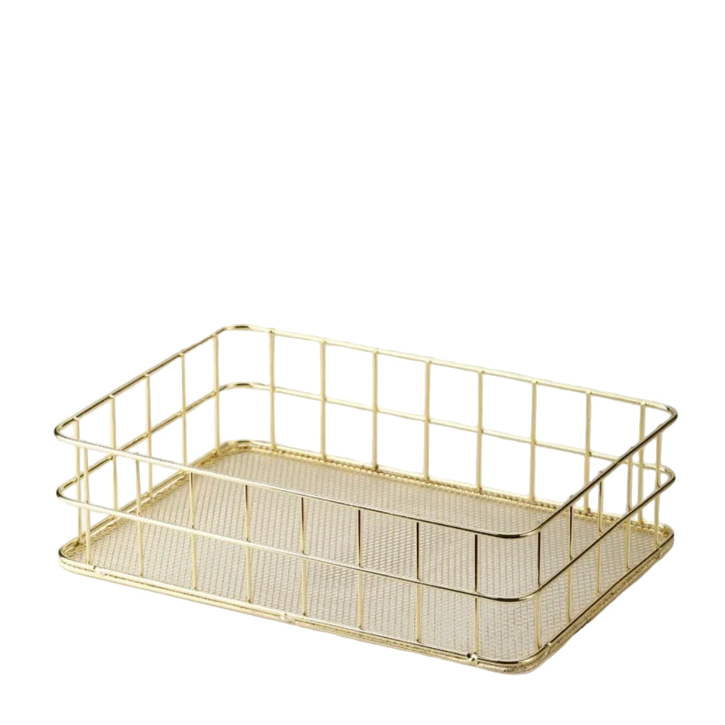Panier de Rangement Bureau Nordic – Chic et Fonctionnel Rectangle Or