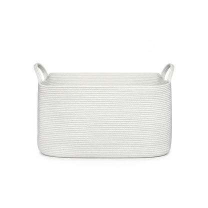 Panier de Rangement Classique en Coton Tissé XXL - 55L Blanc