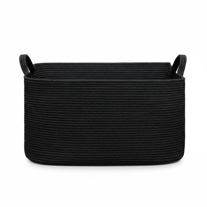 Panier de Rangement Classique en Coton Tissé XXL - 55L Noir