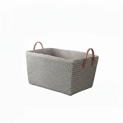 Panier de Rangement Tressé Style Japonais Gris - Grande Capacité Double Couche en PP Oxford