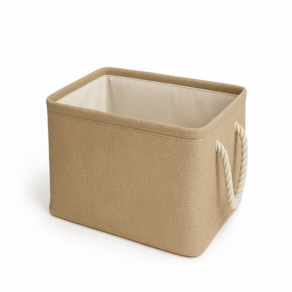 Panier de Rangement en Tissu Lin Pliable Beige