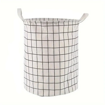 Panier de rangement grand quadrillage blanc