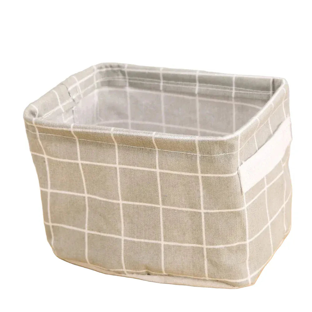 Panier de rangement quadrillage gris