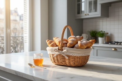 Panier en Osier – Pique-Nique Artisanal avec Couvercle et Doublure Vichy 2 