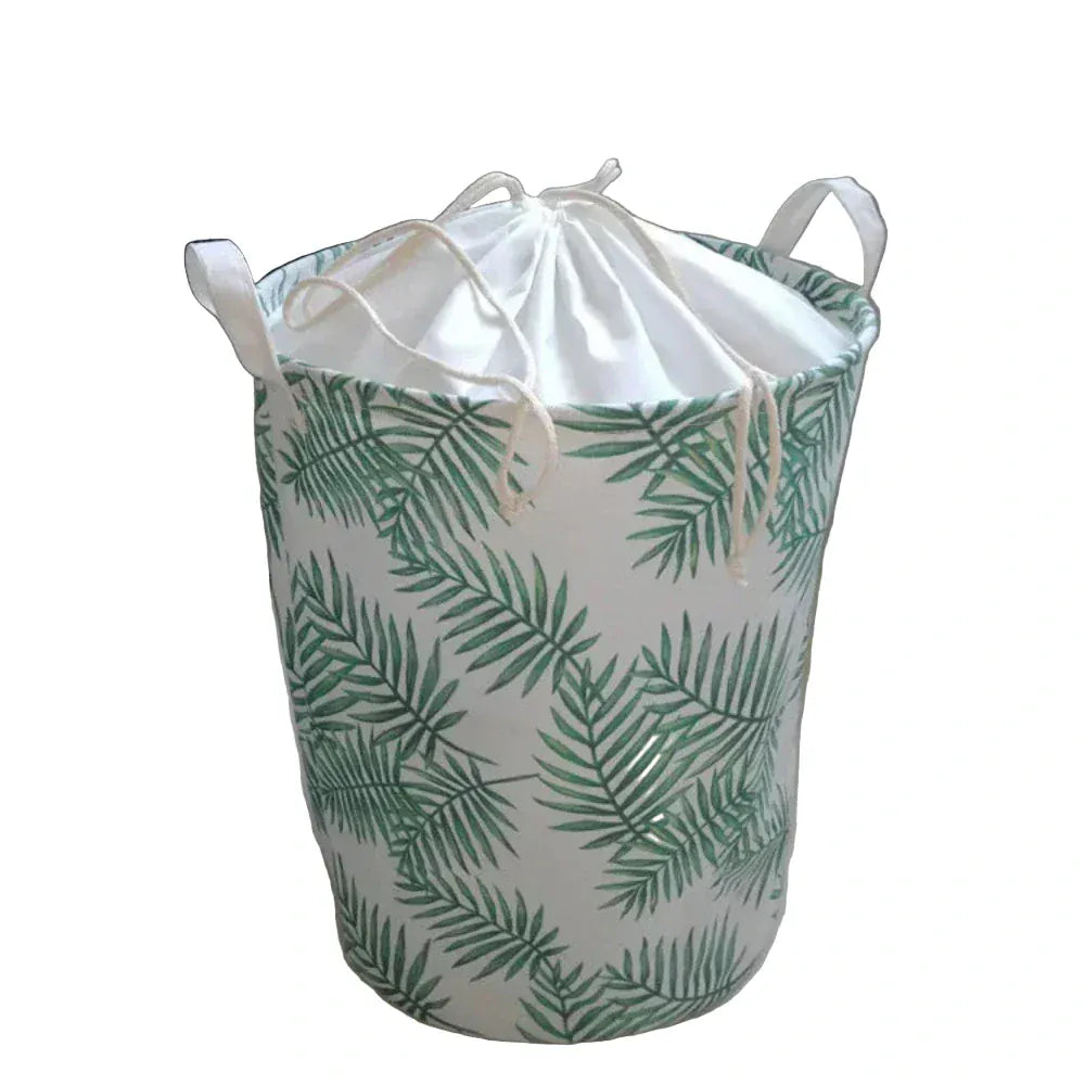 Panier à linge feuilles vertes