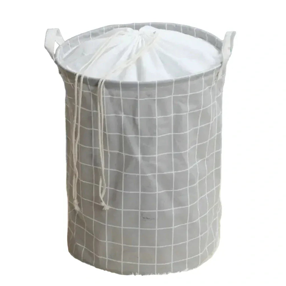 Panier à linge quadrillage gris