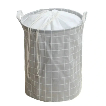 Panier à linge quadrillage gris