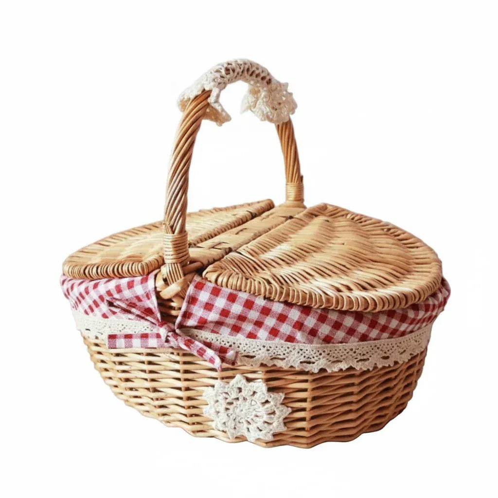 Panier osier en rouge