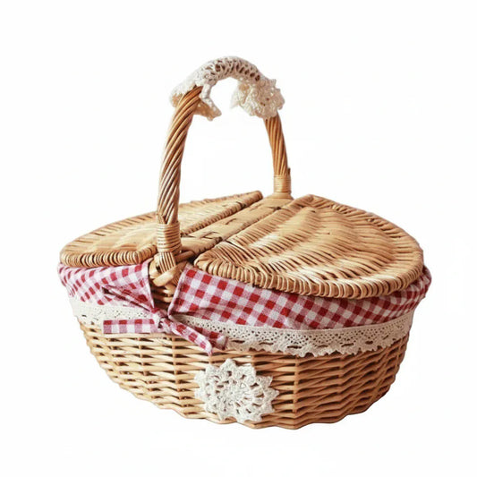 Panier osier en rouge