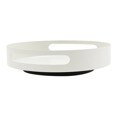 Plateau Tournant Blanc 360° pour Épices, Acier Carbone, Rebord Surélevé