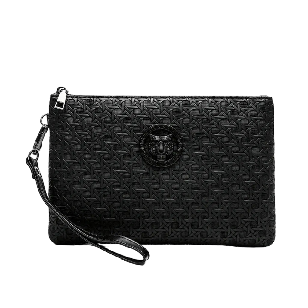 Pochette Homme Chic - Sac Cuir PU Médaillon Tigre 1