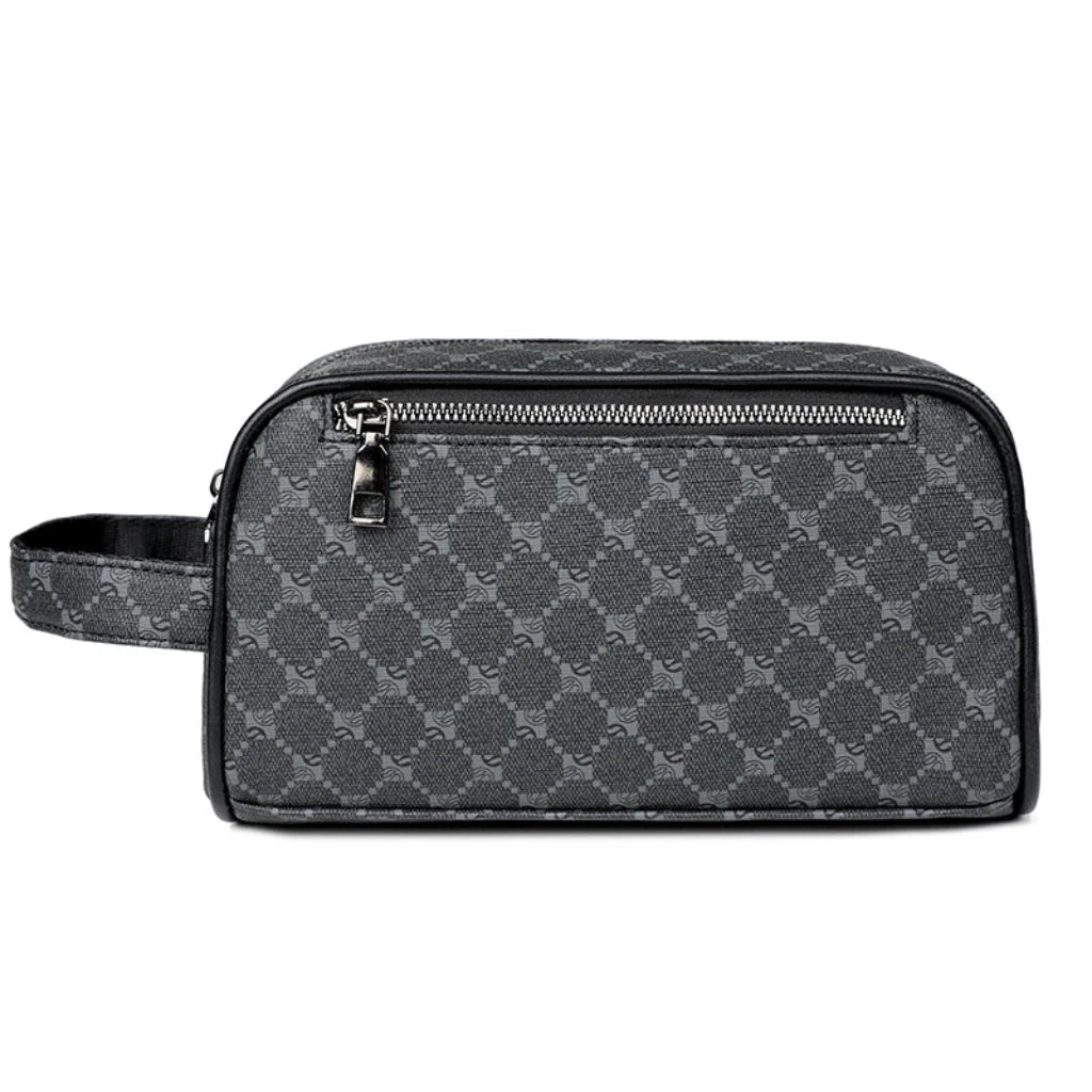 Pochette Homme Cuir Synthétique Monogramme - Double Poche Zippée