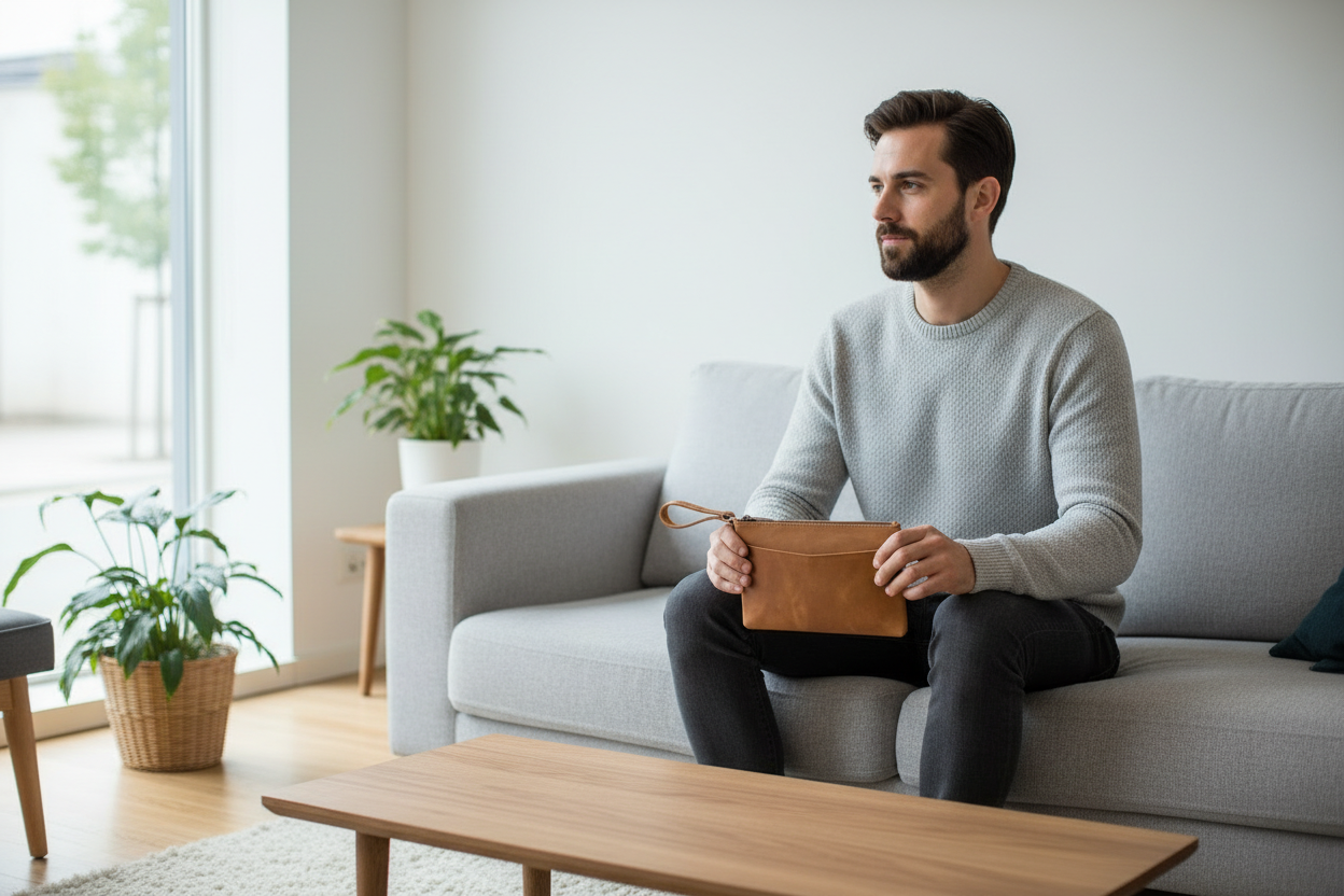 Pochette Homme Cuir Véritable — Grande Capacité & Dragonne 1