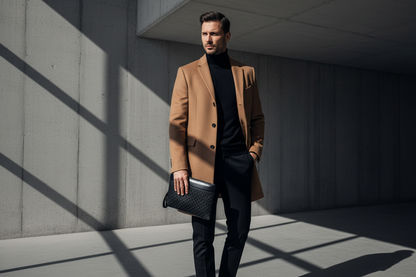 Pochette Homme PU Cuir Jacquard Embossé – Élégante & Slim 1