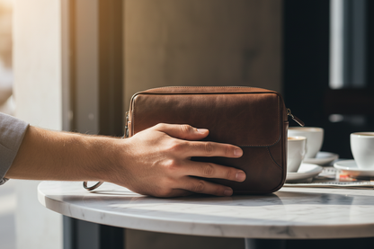 Pochette Homme Similicuir Vieilli - Double Compartiment 2