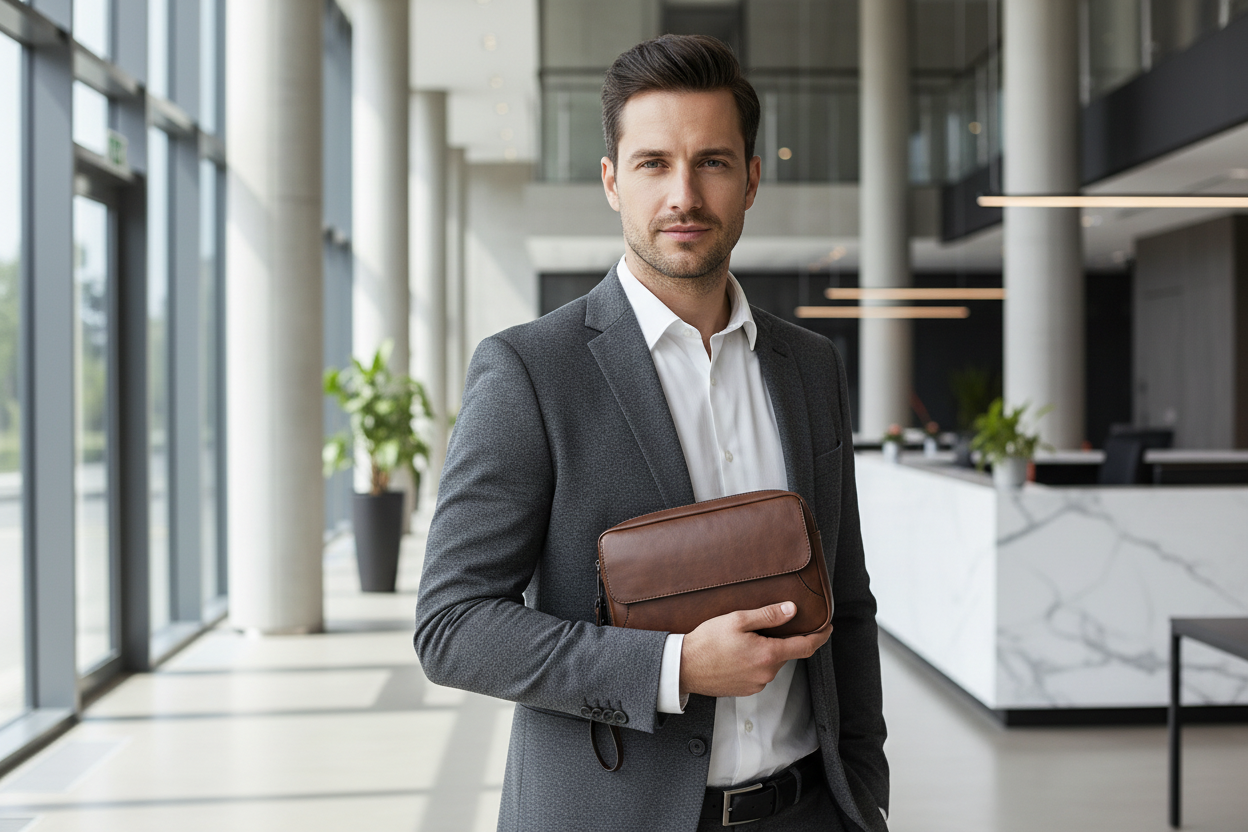 Pochette Homme Similicuir Vieilli - Double Compartiment 3