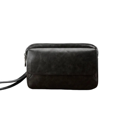 Pochette Homme Similicuir Vieilli - Double Compartiment Noir