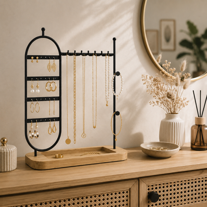 Porte-Bijoux Métal et Bois — Présentoir Colliers & Boucles d'Oreilles 2