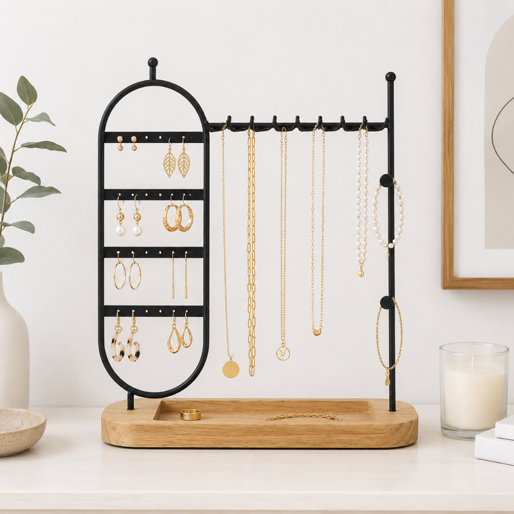 Porte-Bijoux Métal et Bois — Présentoir Colliers & Boucles d'Oreilles 3