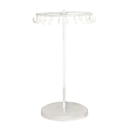 Porte-Bijoux Rotatif 360° – 23 Crochets en Métal Blanc Ivoire