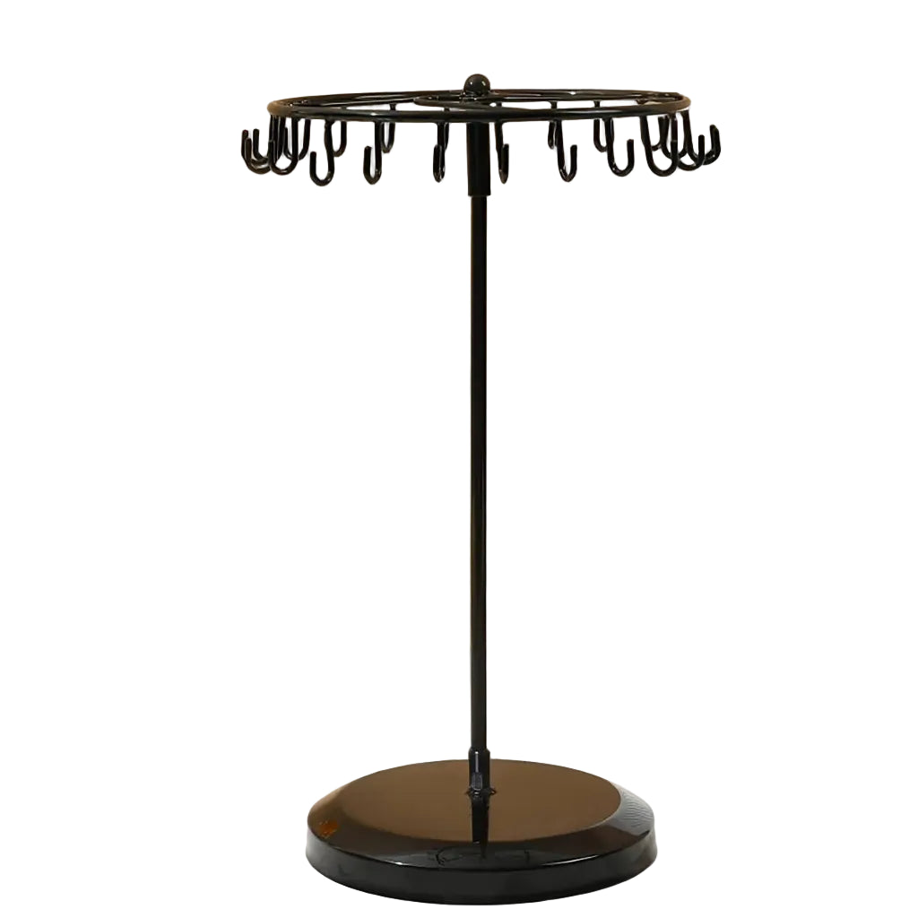 Porte-Bijoux Rotatif 360° – 23 Crochets en Métal Noir