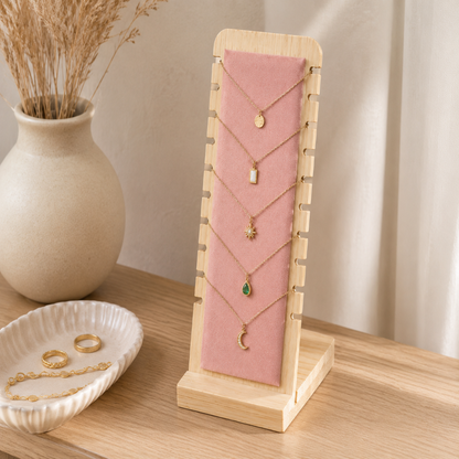 Porte-Bijoux en Bambou avec Panneau Rembourré