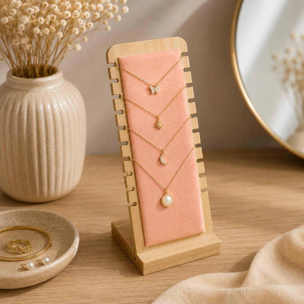 Porte-Bijoux en Bambou avec Panneau Rembourré 1