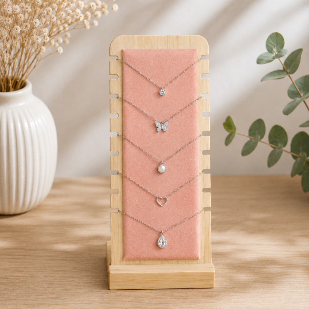 Porte-Bijoux en Bambou avec Panneau Rembourré 2