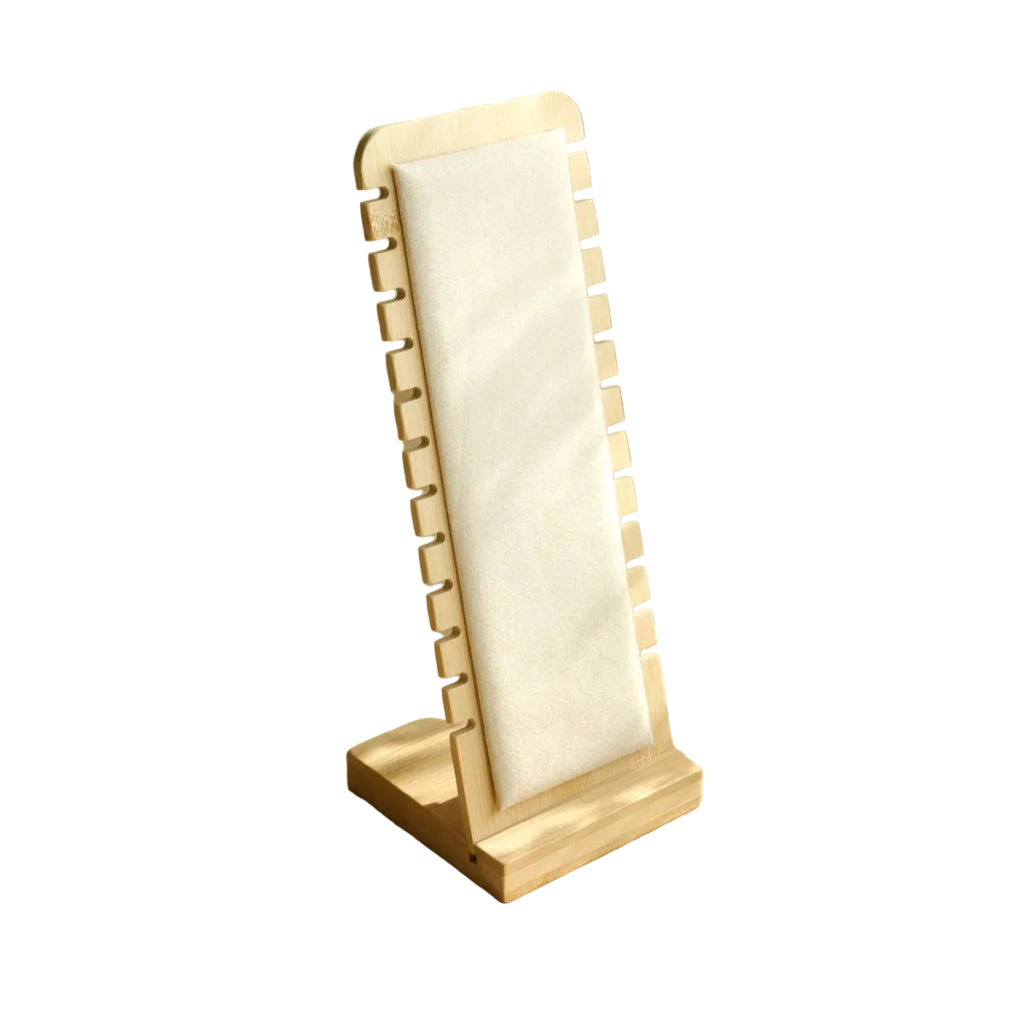Porte-Bijoux en Bambou avec Panneau Rembourré Beige