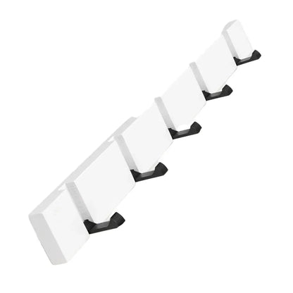 Porte-Clés Mural en Bambou Naturel - Organiseur Rectangulaire Blanc 5 Crochets