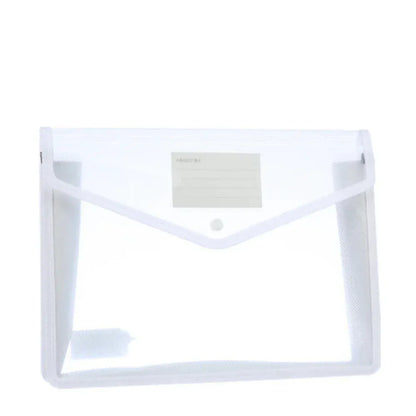 Porte-Documents A4 Étanche – Pochette Plastique avec Fermeture à Pression Blanc