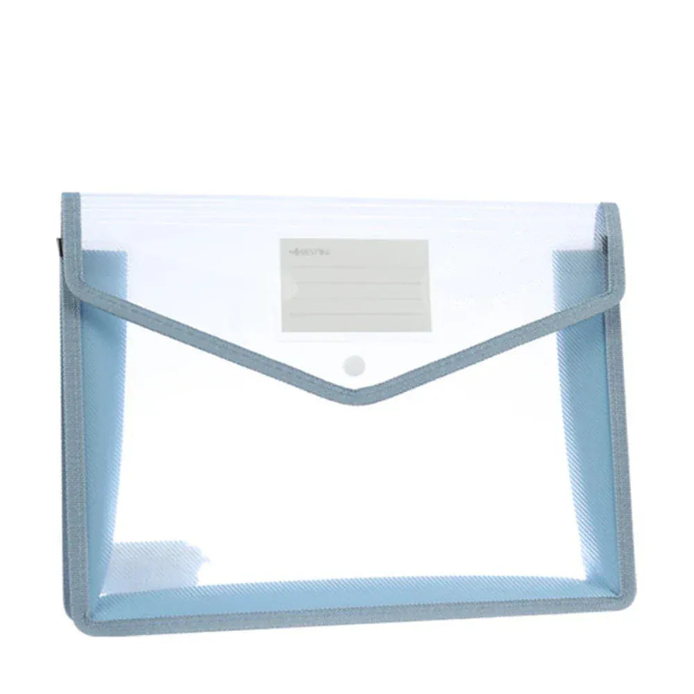 Porte-Documents A4 Étanche – Pochette Plastique avec Fermeture à Pression Bleu Ciel