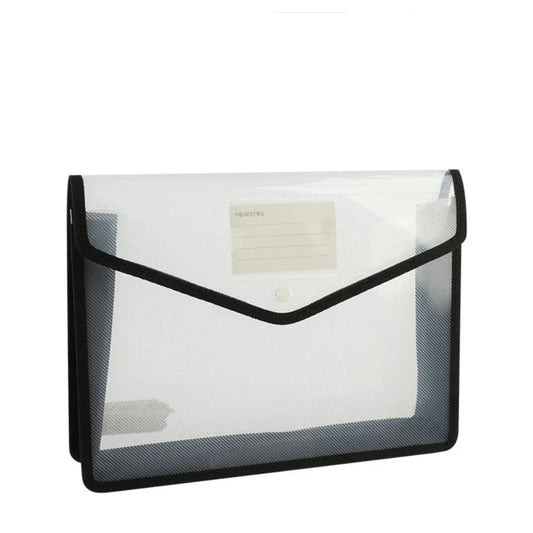 Porte-Documents A4 Étanche – Pochette Plastique avec Fermeture à Pression Noir