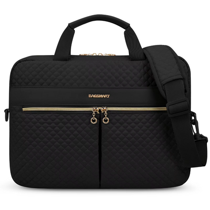 Porte-Documents Femme Noir 15.6 pouces - Sacoche Business Professionnelle Matelassée