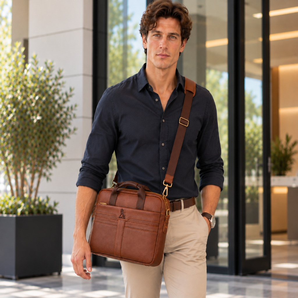 Porte-Documents Homme Cuir Grainé, Compartiment PC 15 Pouces 2