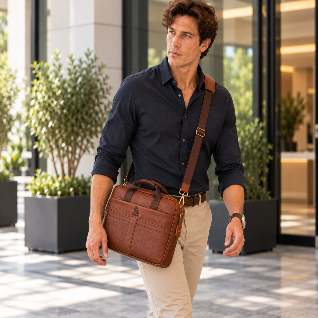 Porte-Documents Homme Cuir Grainé, Compartiment PC 15 Pouces 3