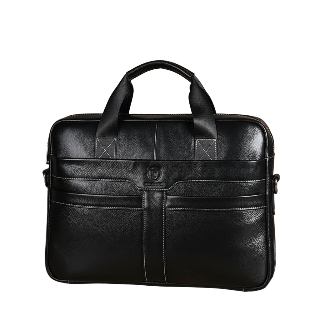 Porte-Documents Homme Cuir Véritable – Sacoche Ordinateur Professionnelle 15" Noir