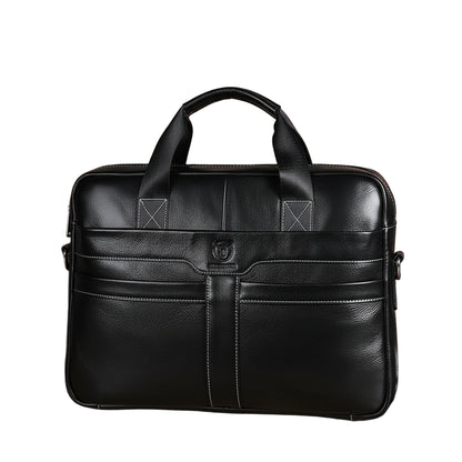 Porte-Documents Homme Cuir Véritable – Sacoche Ordinateur Professionnelle 15" Noir