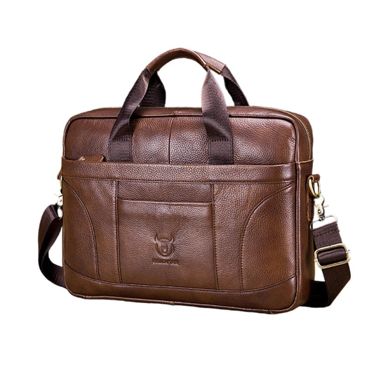 Porte-Documents Homme en Cuir Véritable – Sacoche Professionnelle 14" Marron