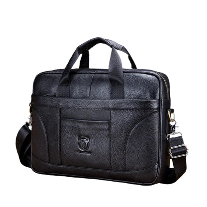 Porte-Documents Homme en Cuir Véritable – Sacoche Professionnelle 14" Noir