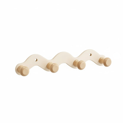 Porte-Manteaux Mural Ondulé en Bois -  4 Crochets Décoratifs Style Scandinave