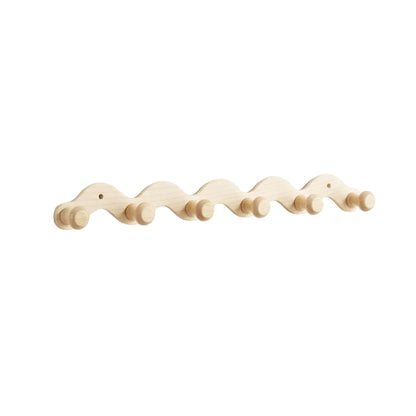 Porte-Manteaux Mural Ondulé en Bois - 6 Crochets Décoratifs Style Scandinave