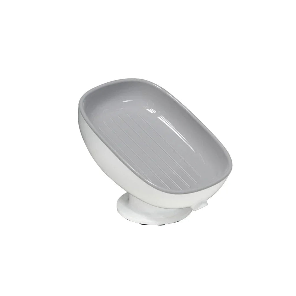 Porte-Savon Auto-Drainant avec Ventouse – Support Design Antidérapant pour Salle de Bain Gris